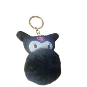 Kuromi Plush Pom Pom Keychain Black Cute Kawaii Accessory